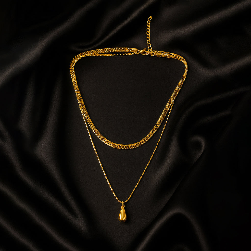 Golden Tear - Layered Chain Necklace