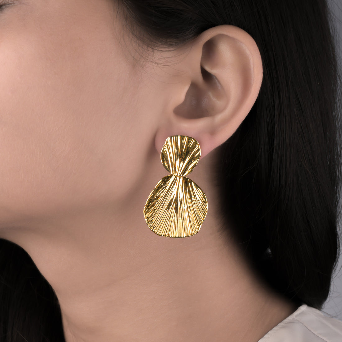 Gold Plated Floral Drop Earrings