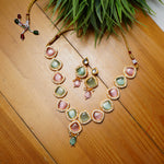 Load image into Gallery viewer, Gold Plated Kundan Triangle Shape Necklace Set