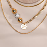 Load image into Gallery viewer, Glossy Gold Three Layer Chain Necklace With Pearl