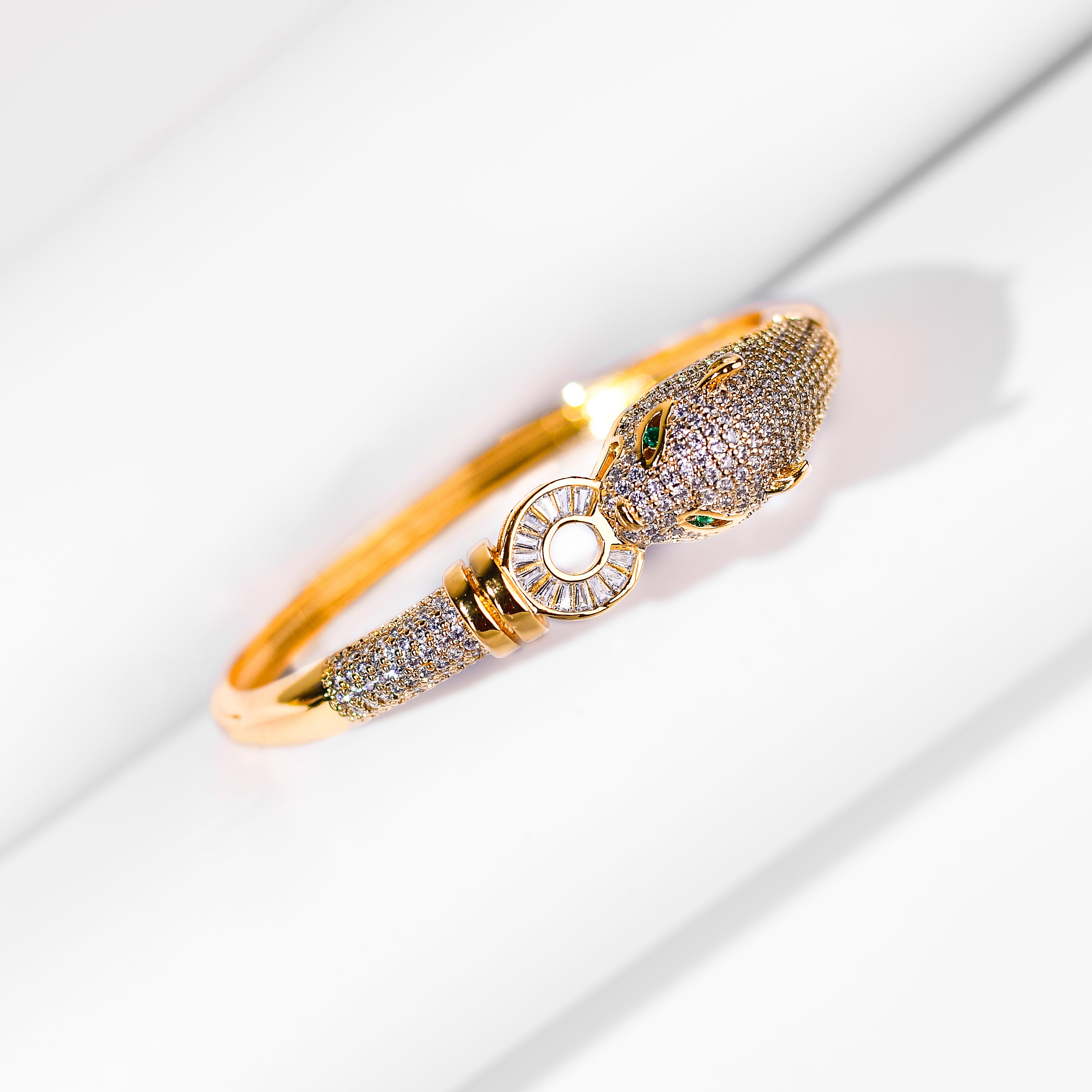 Diamond Leopard Head Gold Plated Bracelets
