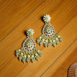 Load image into Gallery viewer, Traditional Kundan &amp; Mint Green stones Earring