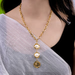 Load image into Gallery viewer, Pearl And Ancient Coin Attached Drop Necklace