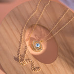 Load image into Gallery viewer, Gold Plated Evil Eye Princess Necklace