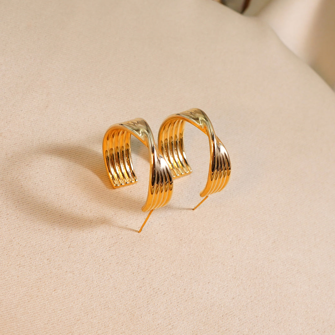 Twisted Gold Hoops Earrings
