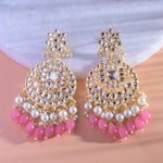 Load image into Gallery viewer, Gold Plated Traditional Pink Kundan &amp; Pearl Earring
