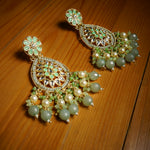 Load image into Gallery viewer, Traditional Kundan &amp; Mint Green stones Earring