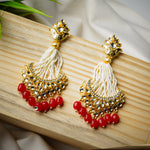 Load image into Gallery viewer, Traditional Kundan Red Pearl Drop Earrings