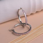 Load image into Gallery viewer, Crystal Circle Pink Hoop Earrings