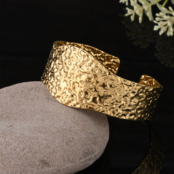 Gold Hammered Statement Cuff Bracelet