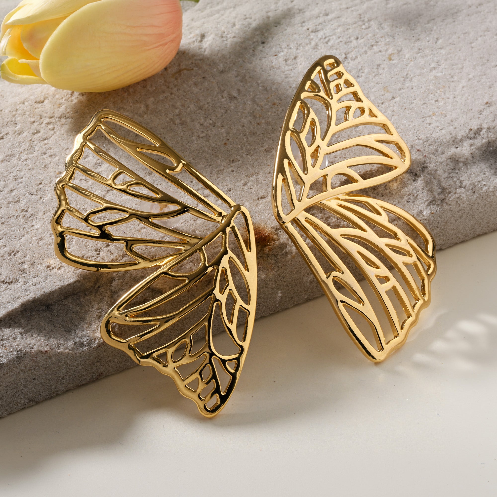Golden Wings - Butterfly Stud Earrings
