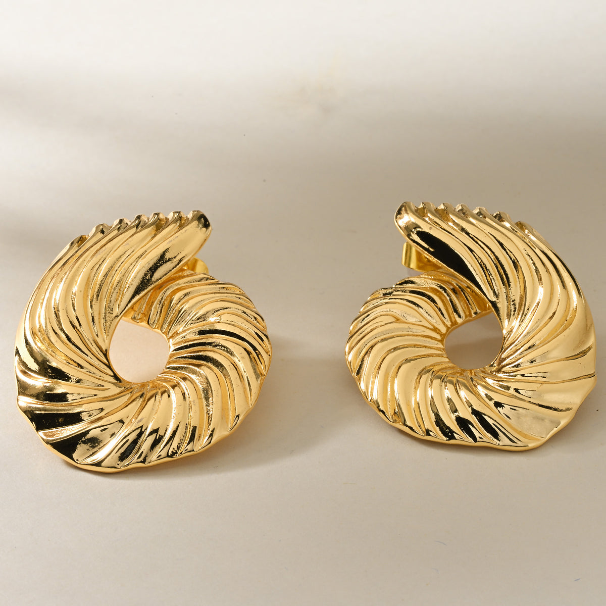 Golden Spiral Stud Earrings