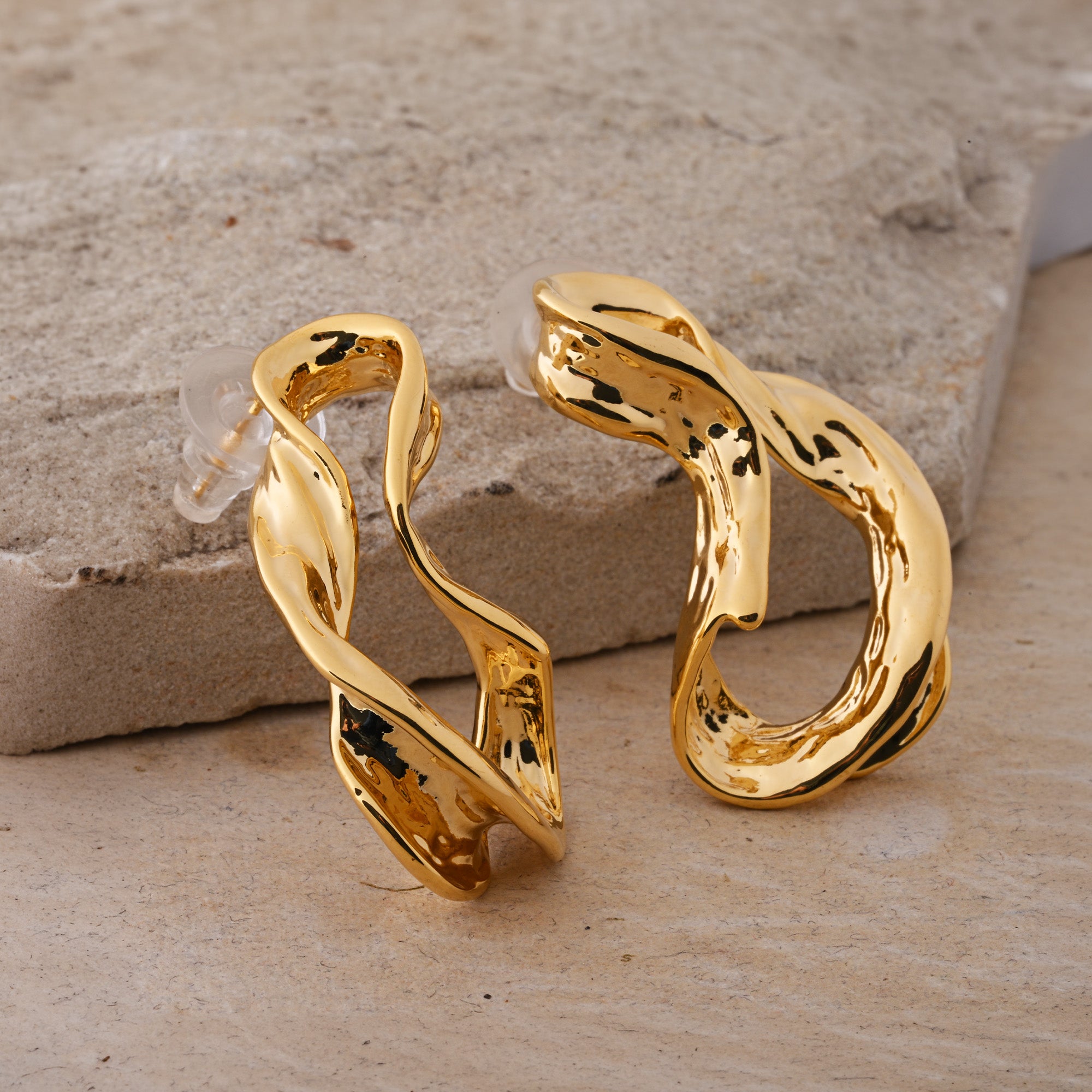 Dripping Gold - Abstract Drop Earrings