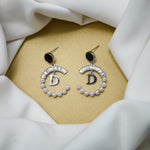 Load image into Gallery viewer, C Shape Hoop Pearl Studs Silver Earrings

