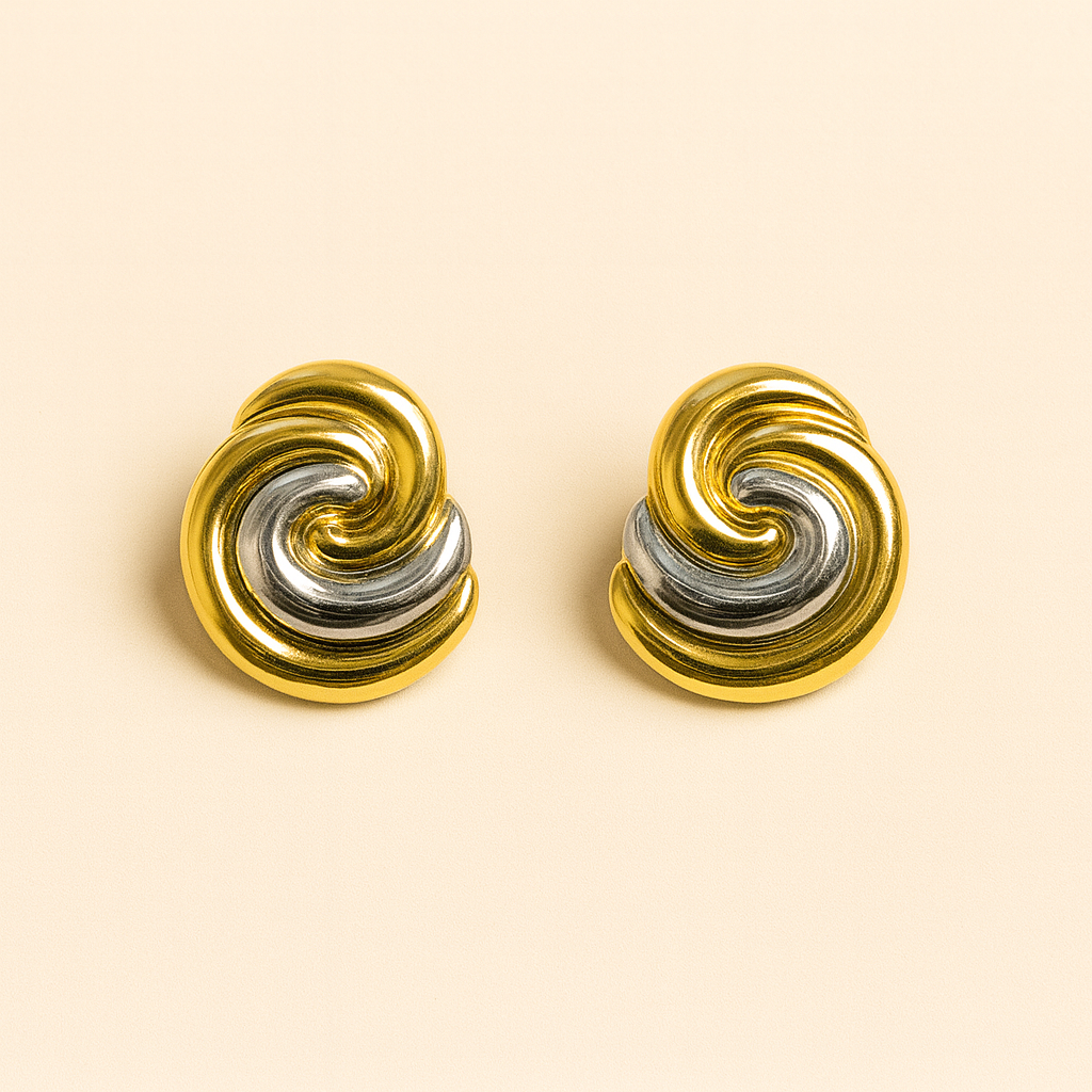 Gleaming Swirls Gold & Silver Studs