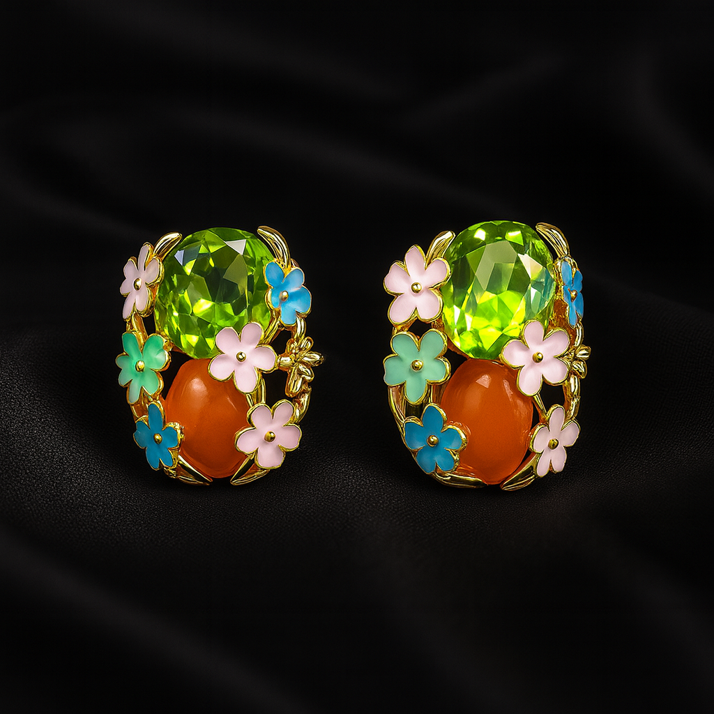 Emerald Pastel Bloom Studs