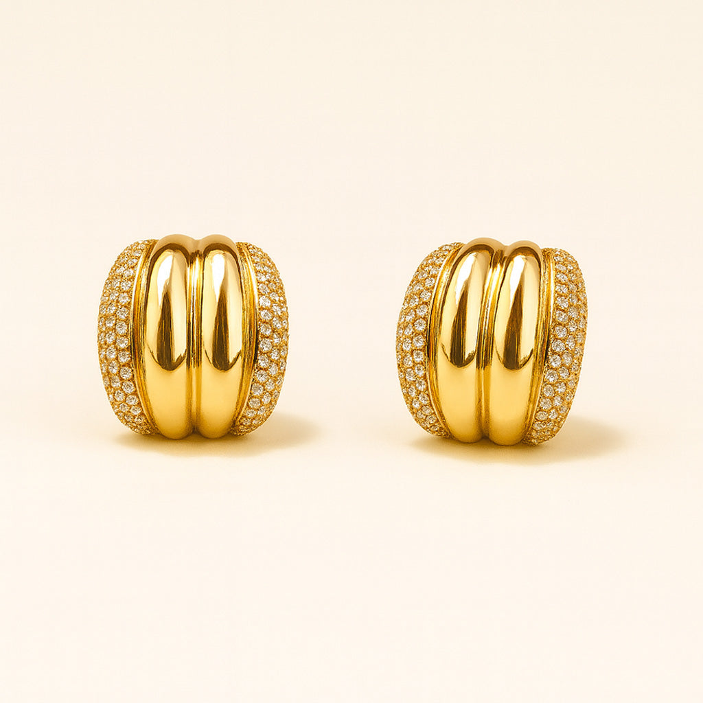 Golden Halo - Faux Diamond Stud Earrings