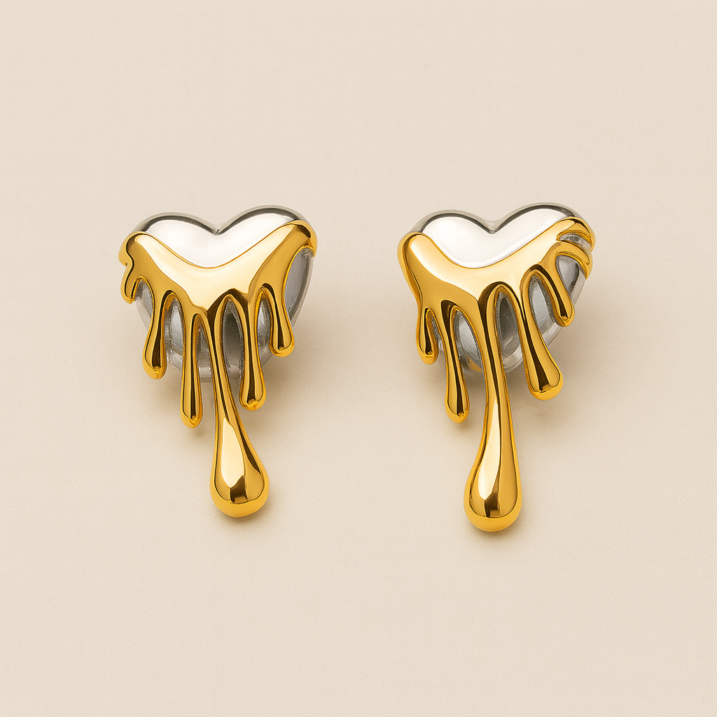 Melting Hearts - Statement Gold & Silver Studs