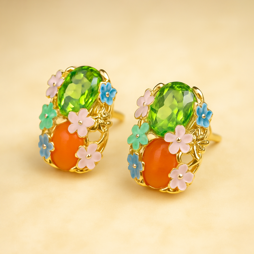 Emerald Pastel Bloom Studs