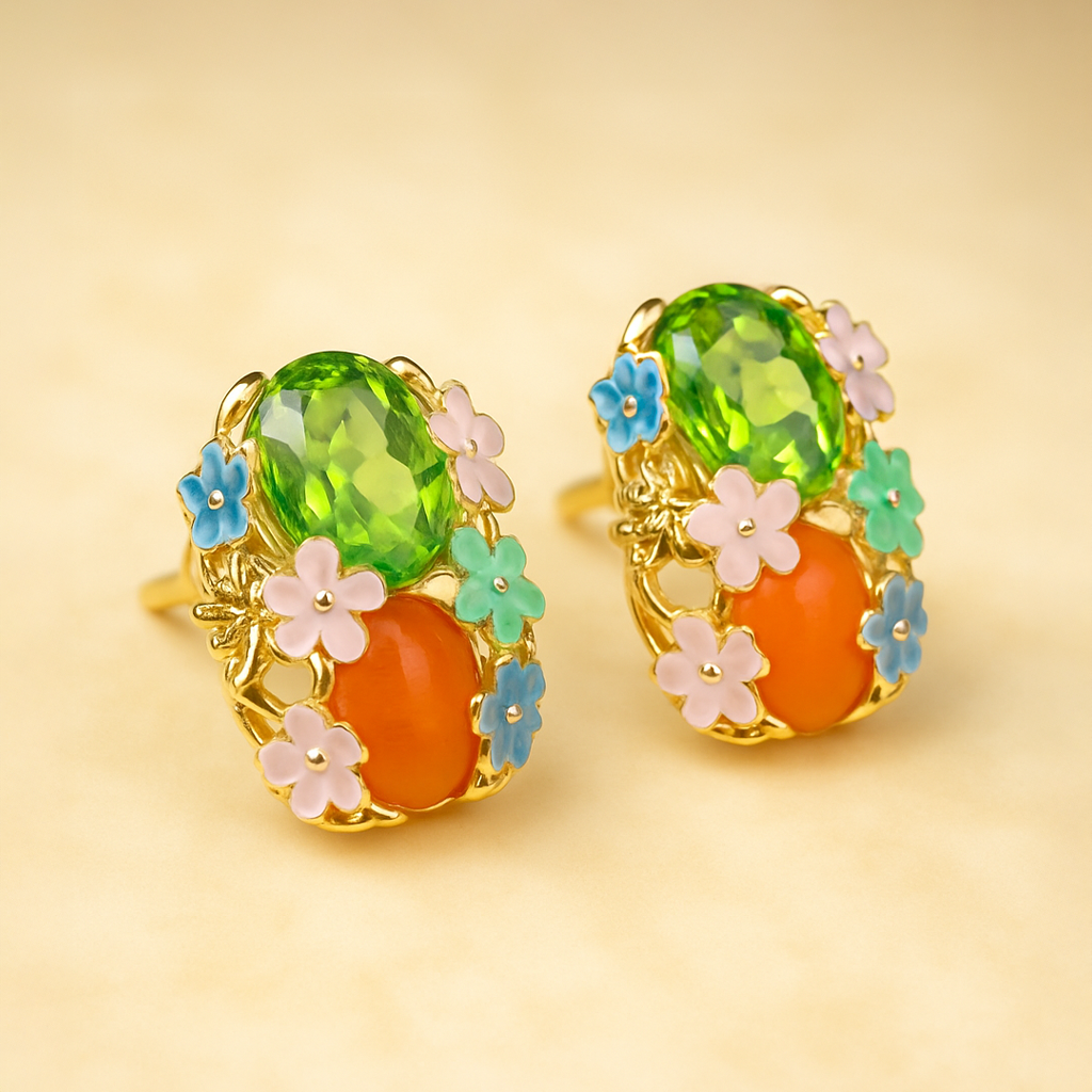 Emerald Pastel Bloom Studs