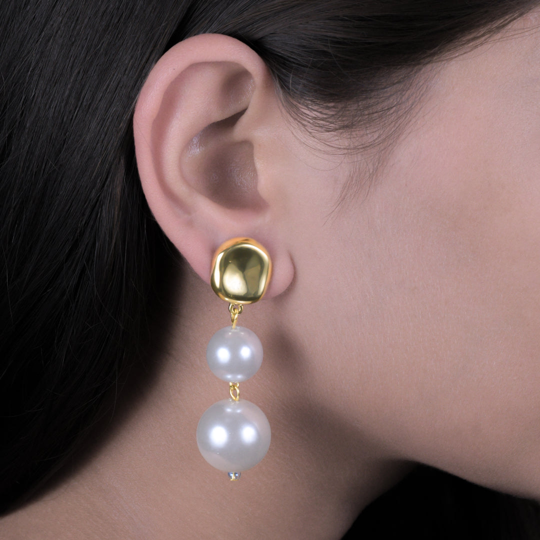 Silver Long Pearl Earrings