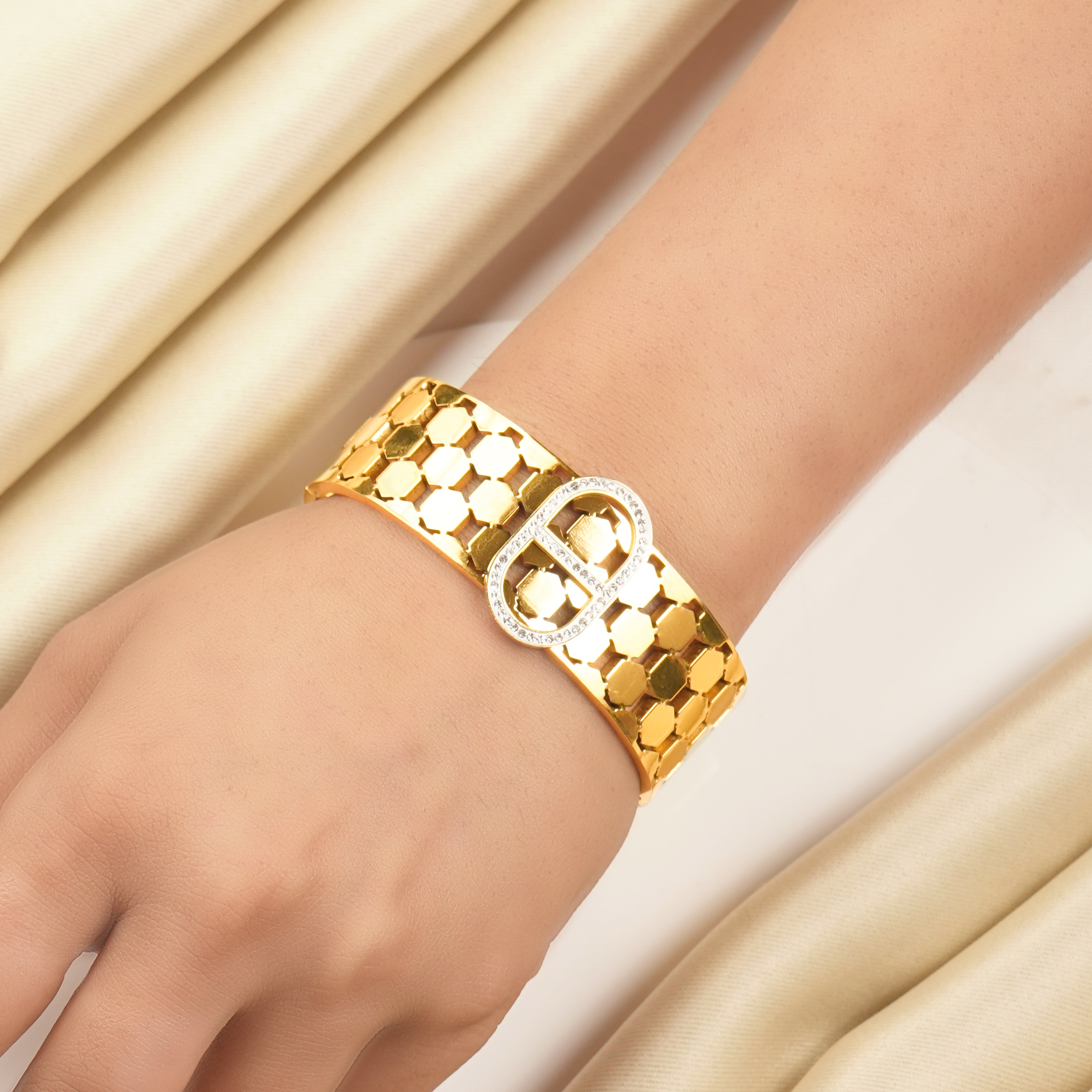 Gold Tone Hexagon Case Bracelets