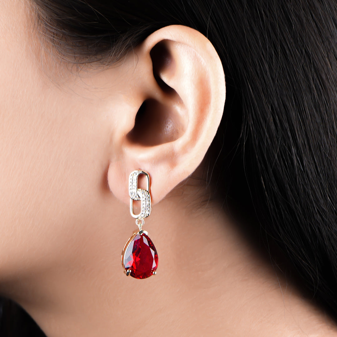 Red Crystalline Earrings