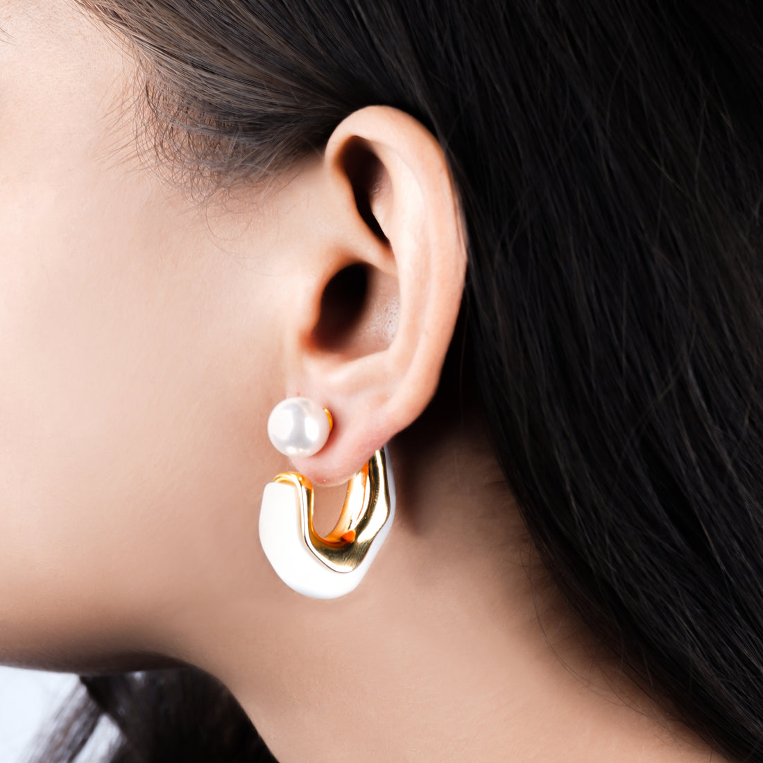 Double Sided White Earrings