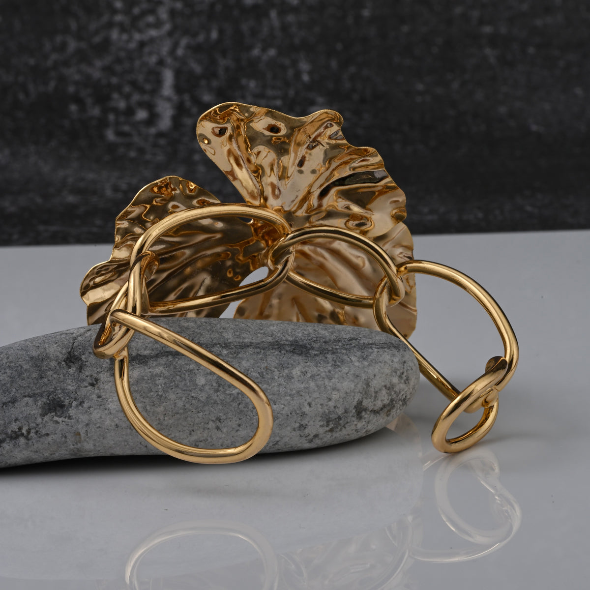 Golden Orchid Cuff Bracelet