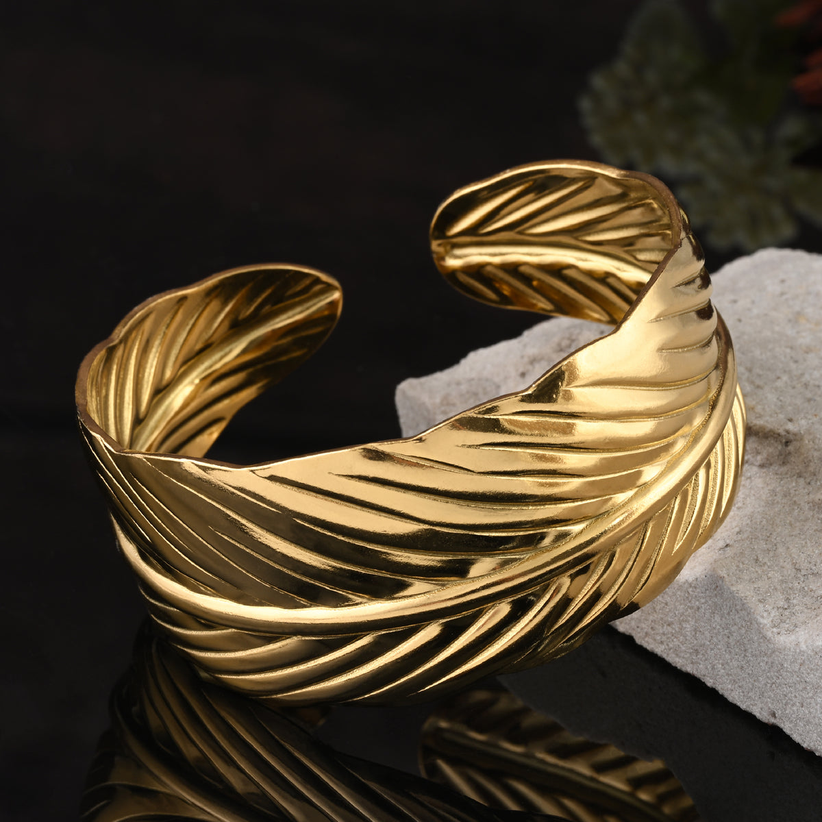 Golden Leaf Cuff Bracelet