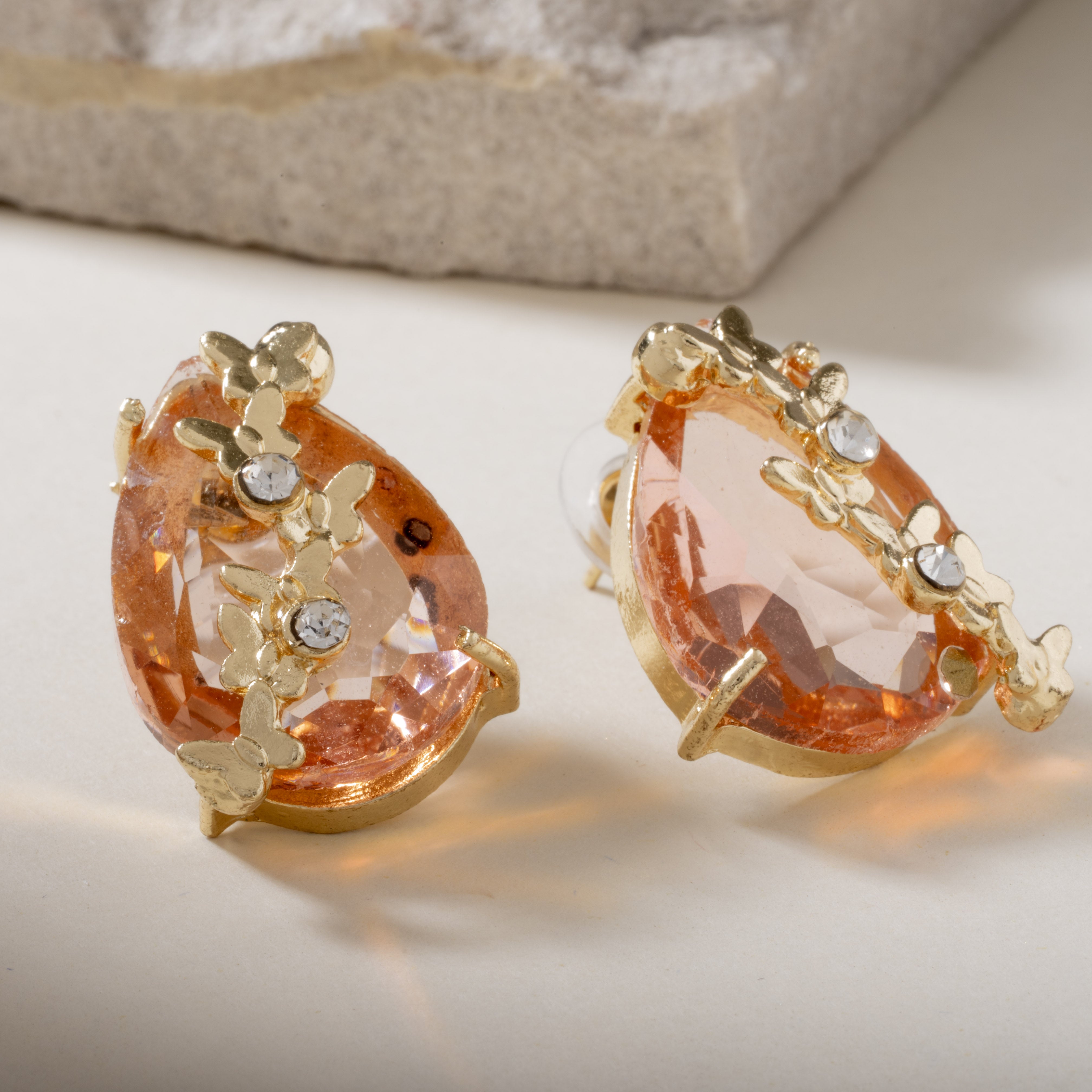 Peach Teardrop Studs
