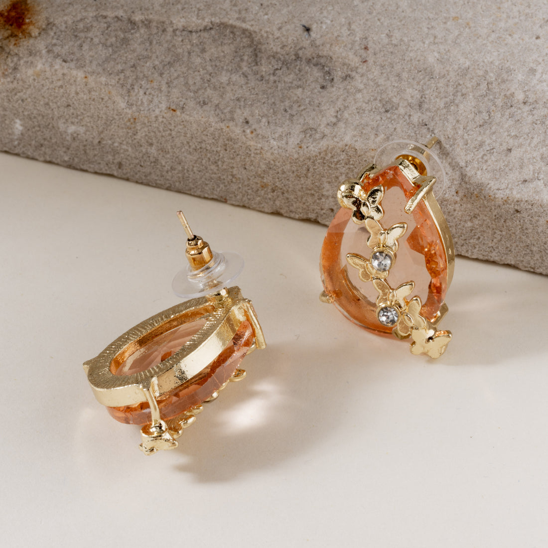Peach Teardrop Studs