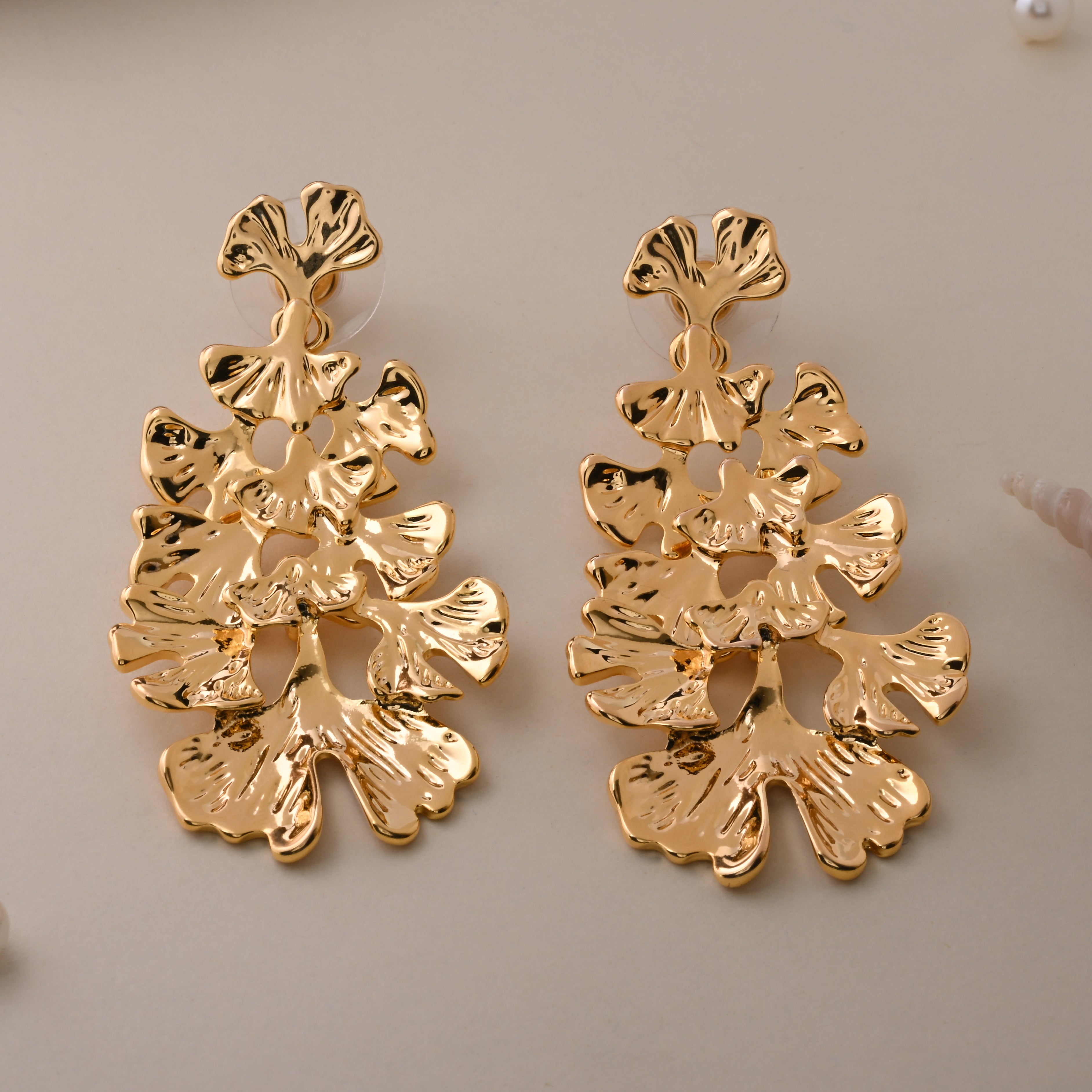 Golden Tassel Statement Earrings