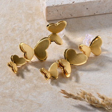 Butterfly Hearts - Gold Drop Earrings