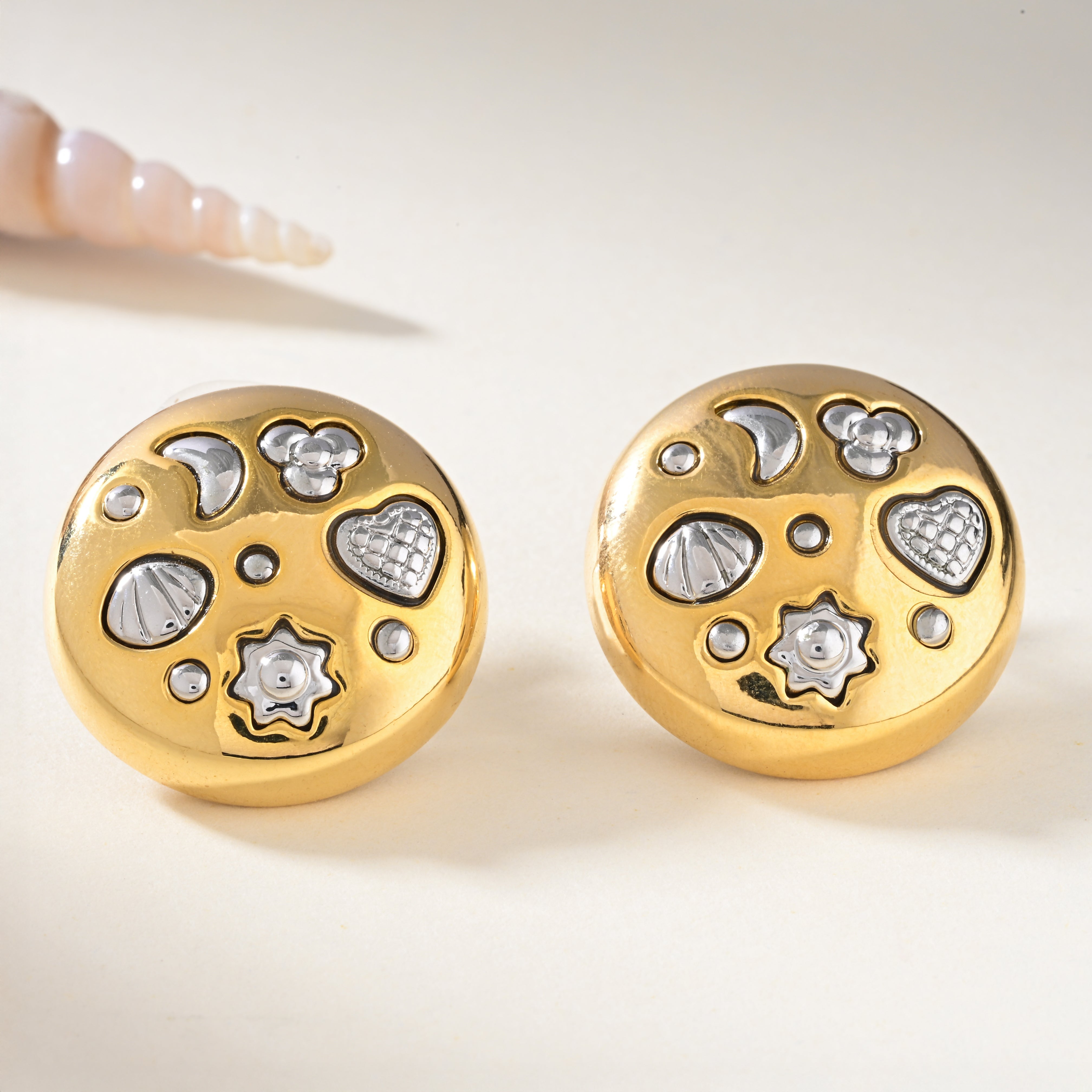 Nova - Gold & Silver Stud Earrings