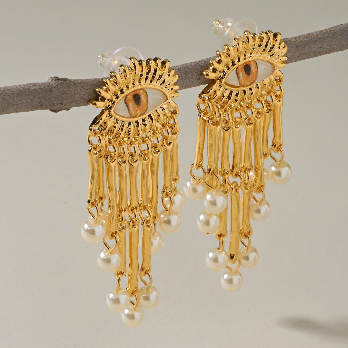 Golden Gaze - Statement Dangler Earrings