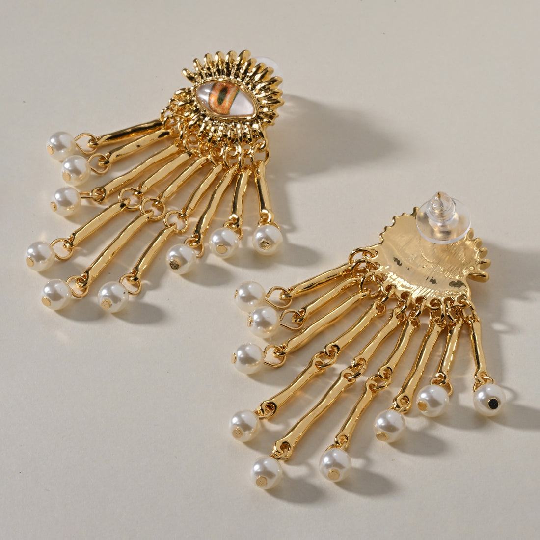 Golden Gaze - Statement Dangler Earrings
