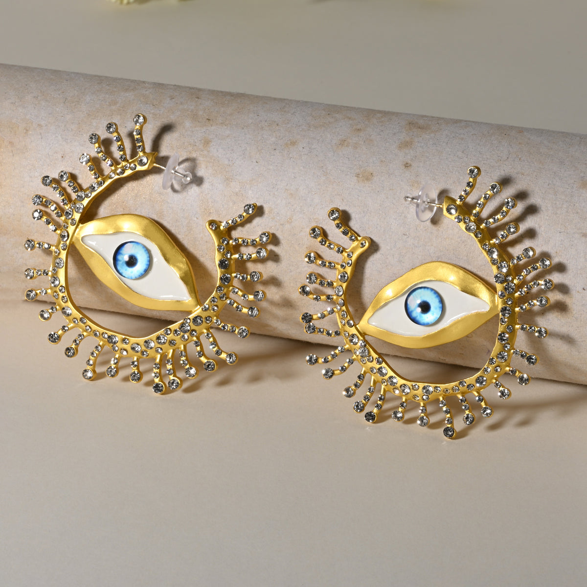 Evil Eye Golden Dangler Earrings