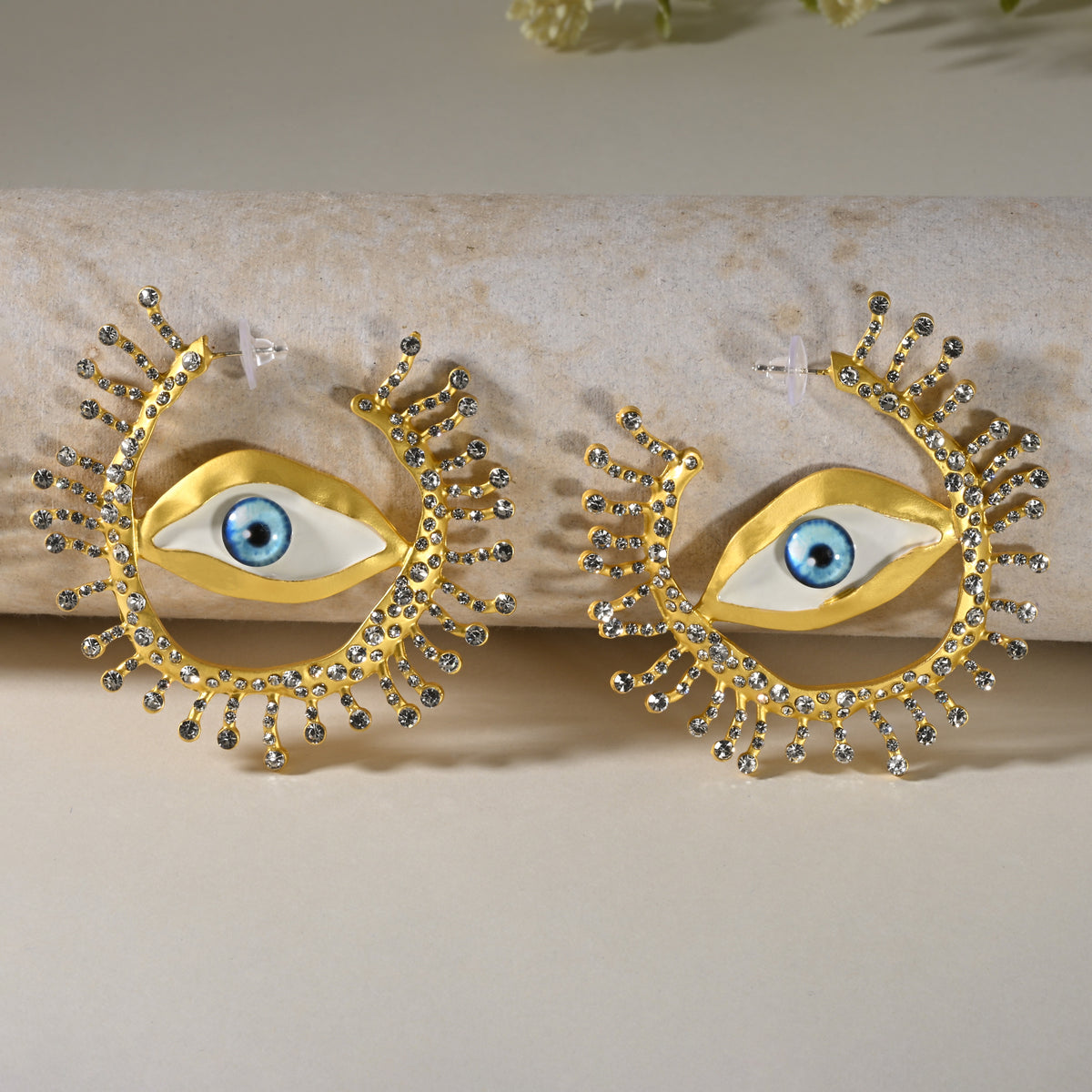 Evil Eye Golden Dangler Earrings