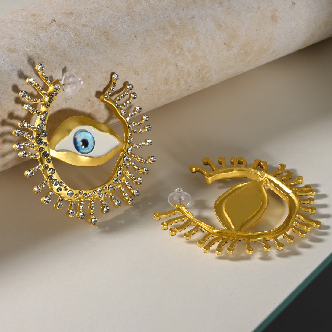 Evil Eye Golden Dangler Earrings