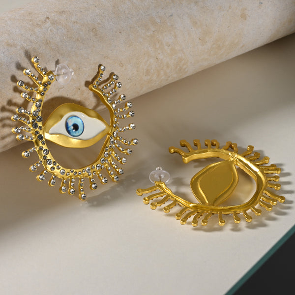 Evil Eye Golden Dangler Earrings