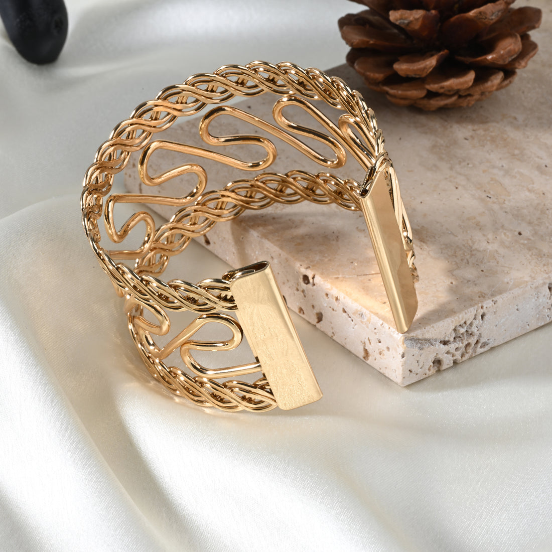 Golden Spiral Cuff Bracelet