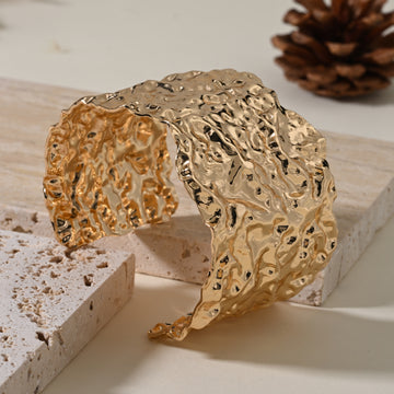Golden Grooves Statement Cuff Bracelet