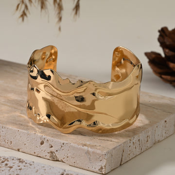 Golden Waves Statement Cuff Bracelet