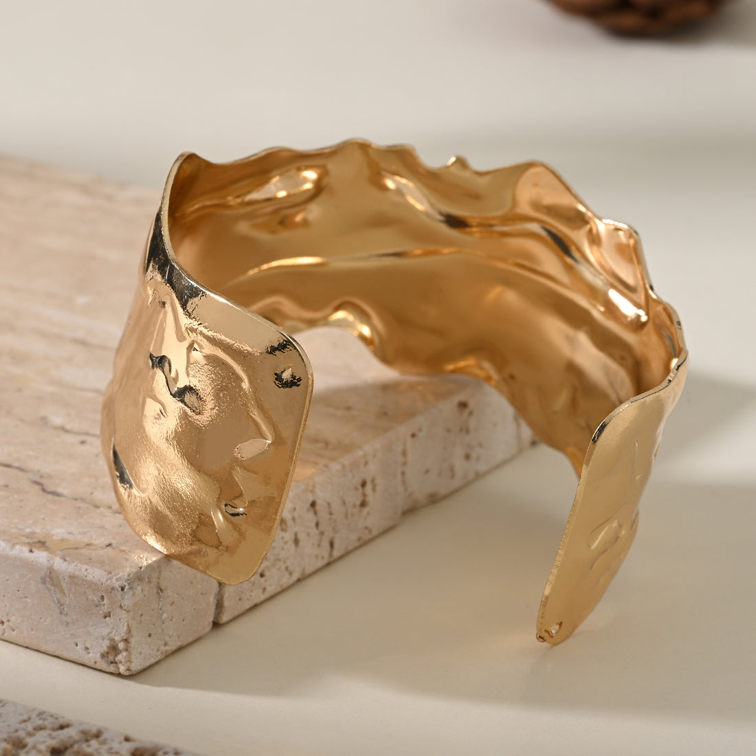 Golden Waves Statement Cuff Bracelet