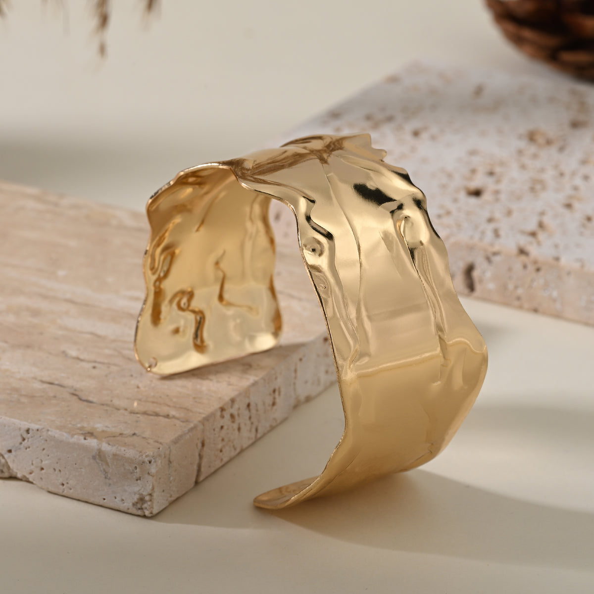 Golden Waves Statement Cuff Bracelet