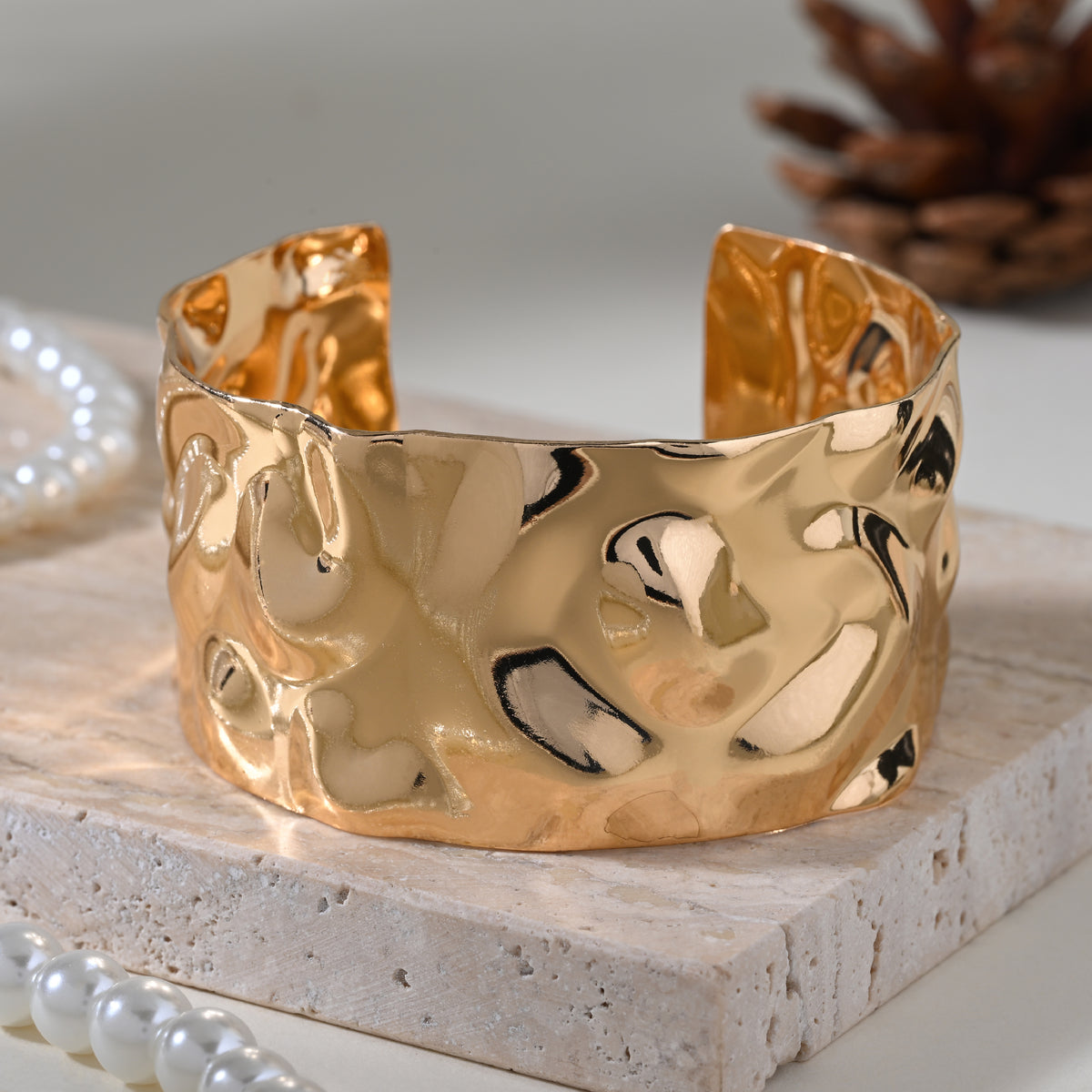 Golden Ripple Cuff Bracelet