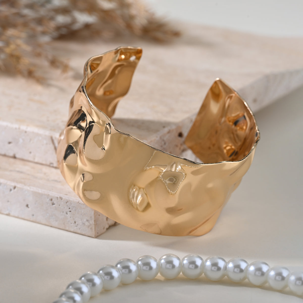 Golden Ripple Cuff Bracelet