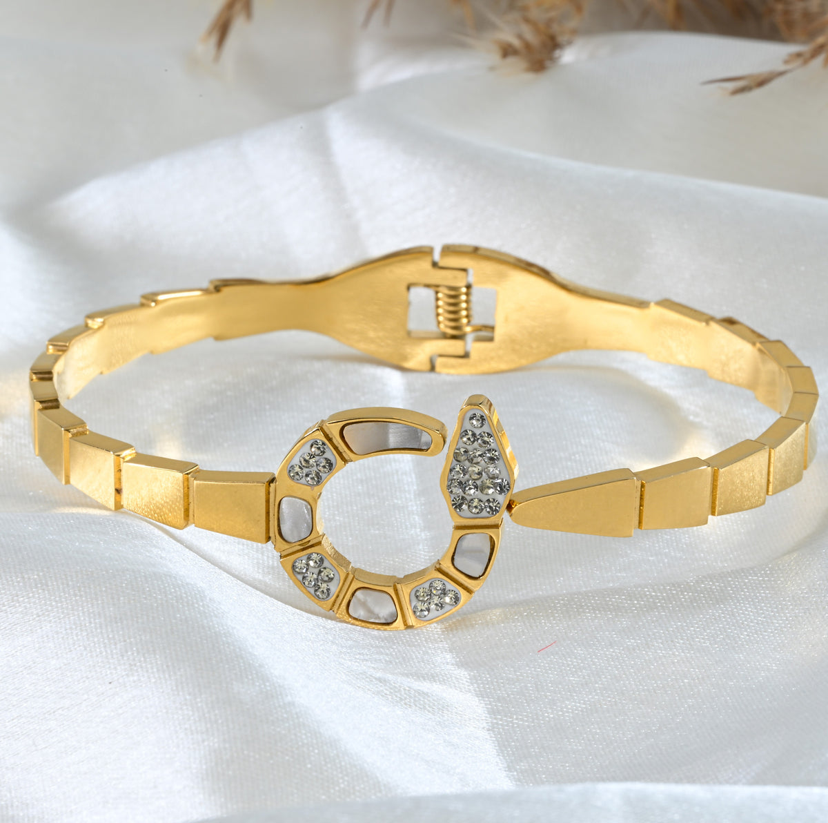 Crystal Snake - Statement Gold Bracelet