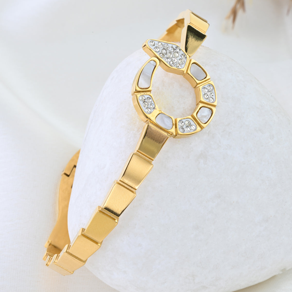 Crystal Snake - Statement Gold Bracelet